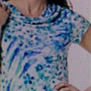 Susan Graver cowl-neck  cap-short sleeve top